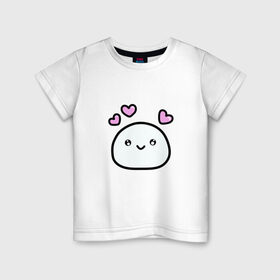 Детская футболка хлопок с принтом Влюбленное маршмеллоу в Новосибирске, 100% хлопок | круглый вырез горловины, полуприлегающий силуэт, длина до линии бедер | 14 февраля | 8 марта | влюбленные | девушка | любить | любовь | пара | сладость.