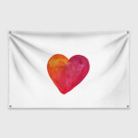 Флаг-баннер с принтом Акварельное сердце в Новосибирске, 100% полиэстер | размер 67 х 109 см, плотность ткани — 95 г/м2; по краям флага есть четыре люверса для крепления | день валентина | любовь | парные | сердца
