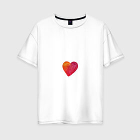 Женская футболка хлопок Oversize с принтом Акварельное сердце в Новосибирске, 100% хлопок | свободный крой, круглый ворот, спущенный рукав, длина до линии бедер
 | день валентина | любовь | парные | сердца