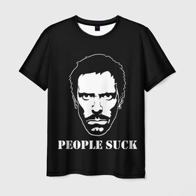 Мужская футболка 3D с принтом PEOPLE S*CK в Новосибирске, 100% полиэфир | прямой крой, круглый вырез горловины, длина до линии бедер | everybody lies | haus | house | все лгут | доктор | доктор хаус | мем | мемы | хауз | хаус | хью лори