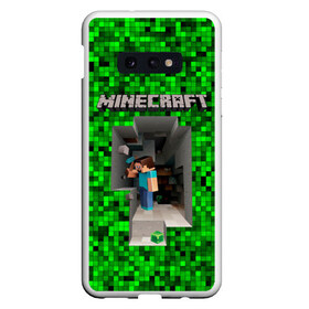 Чехол для Samsung S10E с принтом Minecraft в Новосибирске, Силикон | Область печати: задняя сторона чехла, без боковых панелей | minecraft | алекс | белый | блоки | ведьма | взрывчатка | визера | волк | гаст | добывать | дракон | зеленый куб | зомби | игра | крафт | крипер | кубики | лошадка | майн | майнкрафт | манкрафт | овечка | оцелот