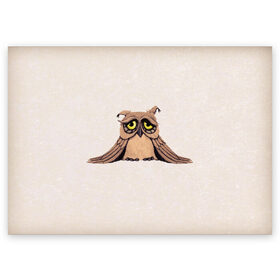 Поздравительная открытка с принтом Sad owl в Новосибирске, 100% бумага | плотность бумаги 280 г/м2, матовая, на обратной стороне линовка и место для марки
 | owl | сова