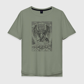 Мужская футболка хлопок Oversize с принтом Celestial в Новосибирске, 100% хлопок | свободный крой, круглый ворот, “спинка” длиннее передней части | angel | celestial | fantasy | warrior | ангел | воительница | небесная | руны | средневековье | фэнтези