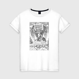 Женская футболка хлопок с принтом Celestial в Новосибирске, 100% хлопок | прямой крой, круглый вырез горловины, длина до линии бедер, слегка спущенное плечо | angel | celestial | fantasy | warrior | ангел | воительница | небесная | руны | средневековье | фэнтези