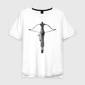 Мужская футболка хлопок Oversize с принтом Hunters crossbow #2 в Новосибирске, 100% хлопок | свободный крой, круглый ворот, “спинка” длиннее передней части | crossbow | fantasy | hunter | medival | weapon | арбалет | оружие | охотник | средневековье | фэнтэзи