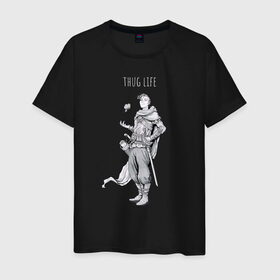 Мужская футболка хлопок с принтом Thug life black в Новосибирске, 100% хлопок | прямой крой, круглый вырез горловины, длина до линии бедер, слегка спущенное плечо. | adventurer | fantasy | medival | thief | thug | вор | головорез | приключенец | средневековье | фэнтэзи