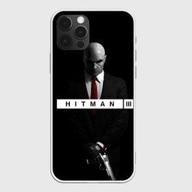 Чехол для iPhone 12 Pro с принтом Hitman 3 в Новосибирске, силикон | область печати: задняя сторона чехла, без боковых панелей | Тематика изображения на принте: hitman | hitman 3 | hitman iii | красный | надпись | хитман | хитман 3