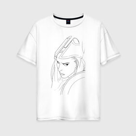 Женская футболка хлопок Oversize с принтом Warrior woman в Новосибирске, 100% хлопок | свободный крой, круглый ворот, спущенный рукав, длина до линии бедер
 | fantasy | warrior | античность | воительница | доспехи | фэнтези