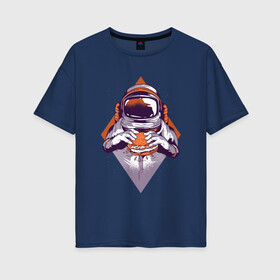 Женская футболка хлопок Oversize с принтом Астронавт с Бургером в Новосибирске, 100% хлопок | свободный крой, круглый ворот, спущенный рукав, длина до линии бедер
 | astronaut | burger | elon | food | galaxy | man | mask | moon | moonwalker | musk | nasa | sandwich | space | space x | spaceman | spacex | universe | астрономия | вселенная | галактика | гамбургер | еда | илон | космонавт | маск | наса | скафан