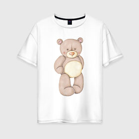 Женская футболка хлопок Oversize с принтом Мишка в Новосибирске, 100% хлопок | свободный крой, круглый ворот, спущенный рукав, длина до линии бедер
 | акварель | карандашом | косолапый | медведь | мужчине | парень