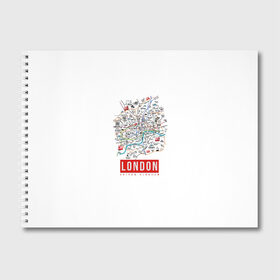 Альбом для рисования с принтом Лондон в Новосибирске, 100% бумага
 | матовая бумага, плотность 200 мг. | Тематика изображения на принте: london | англия | биг бен | великобритания | достопримечательности | карта | лондон | путешествия | я люблю лондон