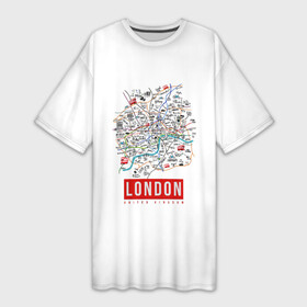 Платье-футболка 3D с принтом Лондон в Новосибирске,  |  | london | англия | биг бен | великобритания | достопримечательности | карта | лондон | путешествия | я люблю лондон