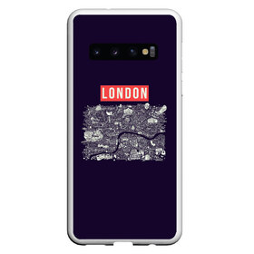 Чехол для Samsung Galaxy S10 с принтом LONDON в Новосибирске, Силикон | Область печати: задняя сторона чехла, без боковых панелей | Тематика изображения на принте: london | англия | биг бен | великобритания | достопримечательности | карта | литературная карта | лондон | путешествия | твист | чарли чаплин | шерлок холмс | я люблю лондон