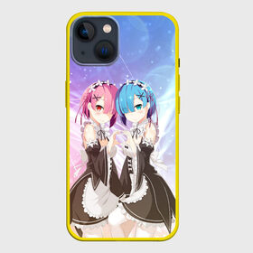 Чехол для iPhone 13 с принтом Рем и Рам в Новосибирске,  |  | anime | ram | re zero | re: zero kara hajimeru isekai seikatsu | re: жизнь с нуля в альтернативном мире | rem | горничные | демон | рам | ре зеро | рем | рэм