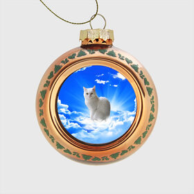Стеклянный ёлочный шар с принтом Кот в облаках в Новосибирске, Стекло | Диаметр: 80 мм | animals | cat | kitty | ангел | белый кот | блики | взгляд кота | глаза кота | животные | киска | кот | котейка | котенок | котик | кошак | кошка | лучи | мордочка | небесный | небо | облака | пейзаж | питомец