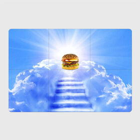 Магнитный плакат 3Х2 с принтом Райский бургер в Новосибирске, Полимерный материал с магнитным слоем | 6 деталей размером 9*9 см | food | hamburger | hot dog | ангел | блики | булка | булочка | бургер | бутерброд | вкусняшки | гамбургер | еда | котлета | лестница | лучи | небесный | небо | обжора | облака | пейзаж | природа | рай | сендвич