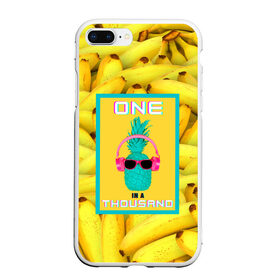 Чехол для iPhone 7Plus/8 Plus матовый с принтом Ананас и бананы в Новосибирске, Силикон | Область печати: задняя сторона чехла, без боковых панелей | 3d | ананас | бананы | бирюзовый | единственный | желтый | надпись | наушники | один | один на тысячу | одна на тысячу | очки | полная запечатка | розовый | самовыражение