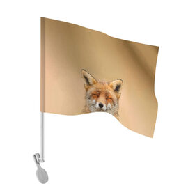 Флаг для автомобиля с принтом Милая лисичка в Новосибирске, 100% полиэстер | Размер: 30*21 см | fox | foxy | животное | звери | лиса | лисенок | лисичка | милая | рыжая | фокс