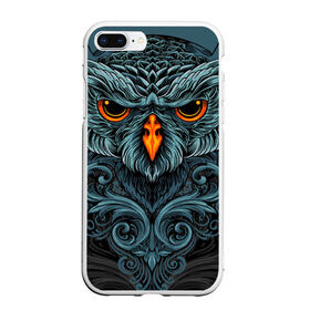Чехол для iPhone 7Plus/8 Plus матовый с принтом Ornament Owl в Новосибирске, Силикон | Область печати: задняя сторона чехла, без боковых панелей | арт | глаза | животные | обложка | орнамент | перья | птица | рисунок | рок | сова | татуировки