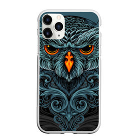 Чехол для iPhone 11 Pro Max матовый с принтом Ornament Owl в Новосибирске, Силикон |  | арт | глаза | животные | обложка | орнамент | перья | птица | рисунок | рок | сова | татуировки