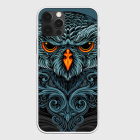 Чехол для iPhone 12 Pro Max с принтом Ornament Owl в Новосибирске, Силикон |  | арт | глаза | животные | обложка | орнамент | перья | птица | рисунок | рок | сова | татуировки