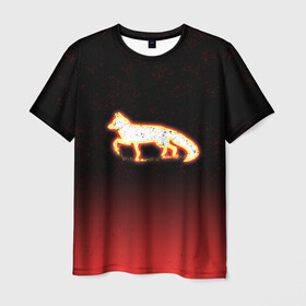 Мужская футболка 3D с принтом Светящаяся лиса в Новосибирске, 100% полиэфир | прямой крой, круглый вырез горловины, длина до линии бедер | fox | арт | животные | лиса