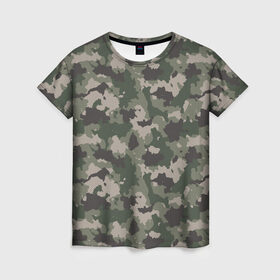 Женская футболка 3D с принтом Классический камуфляж в Новосибирске, 100% полиэфир ( синтетическое хлопкоподобное полотно) | прямой крой, круглый вырез горловины, длина до линии бедер | 23 февраля | армия | военная | зелень | камуфляж | листья | маскировка | осень | охота | паттерн | рыбалка | солдат | текстуры