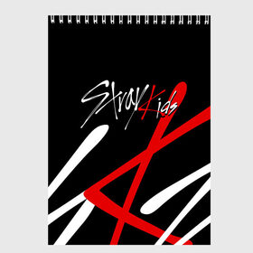 Скетчбук с принтом STRAY KIDS в Новосибирске, 100% бумага
 | 48 листов, плотность листов — 100 г/м2, плотность картонной обложки — 250 г/м2. Листы скреплены сверху удобной пружинной спиралью | Тематика изображения на принте: bang chan | changbin | felix | han | hyunjin | i.n. | k pop | lee know | seungmin | skz | stray kids | идолы | к поп