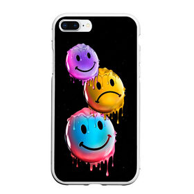 Чехол для iPhone 7Plus/8 Plus матовый с принтом Smail в Новосибирске, Силикон | Область печати: задняя сторона чехла, без боковых панелей | lol | smile | грусть | краски | мем | позитив | рожица | смайл | смех | улыбка