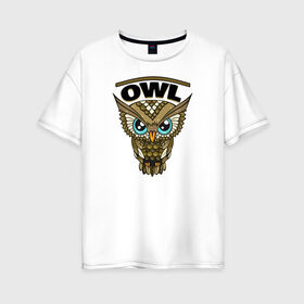 Женская футболка хлопок Oversize с принтом Owl в Новосибирске, 100% хлопок | свободный крой, круглый ворот, спущенный рукав, длина до линии бедер
 | 1 годик | love | дети | детские | любовь | малыш | малыши | ребенок