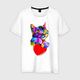 Мужская футболка хлопок с принтом Kitty в Новосибирске, 100% хлопок | прямой крой, круглый вырез горловины, длина до линии бедер, слегка спущенное плечо. | 1 годик | love | дети | детские | любовь | малыш | малыши | ребенок