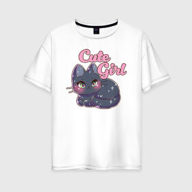 Женская футболка хлопок Oversize с принтом Cute Girl в Новосибирске, 100% хлопок | свободный крой, круглый ворот, спущенный рукав, длина до линии бедер
 | 1 годик | love | дети | детские | любовь | малыш | малыши | ребенок
