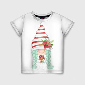 Детская футболка 3D с принтом Добрый гномик в Новосибирске, 100% гипоаллергенный полиэфир | прямой крой, круглый вырез горловины, длина до линии бедер, чуть спущенное плечо, ткань немного тянется | влюбленные | гномик | день валентина | парные | парочки | праздник | шарик