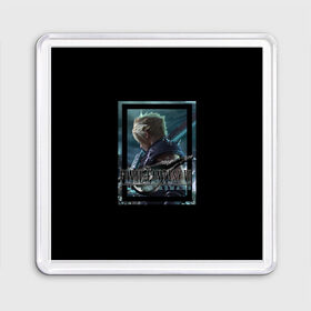 Магнит 55*55 с принтом Final Fantasy VII Remake в Новосибирске, Пластик | Размер: 65*65 мм; Размер печати: 55*55 мм | Тематика изображения на принте: final fantasy | final fantasy vii remake | герой | игра | компьютерная | подарок | ремейк | силуэт | синяя | узор | файнл фэнтези