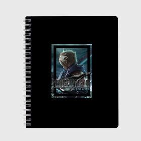 Тетрадь с принтом Final Fantasy VII Remake в Новосибирске, 100% бумага | 48 листов, плотность листов — 60 г/м2, плотность картонной обложки — 250 г/м2. Листы скреплены сбоку удобной пружинной спиралью. Уголки страниц и обложки скругленные. Цвет линий — светло-серый
 | final fantasy | final fantasy vii remake | герой | игра | компьютерная | подарок | ремейк | силуэт | синяя | узор | файнл фэнтези