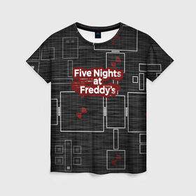Женская футболка 3D с принтом Five Nights At Freddy в Новосибирске, 100% полиэфир ( синтетическое хлопкоподобное полотно) | прямой крой, круглый вырез горловины, длина до линии бедер | 5 ночей с фредди | five nights at freddys | fnaf | игра | игрок | книга | логотип | пиццерия | подарок | страшилка | схема | фнаф | фредди
