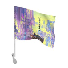 Флаг для автомобиля с принтом Cyberpunk 2077 в Новосибирске, 100% полиэстер | Размер: 30*21 см | cd project red | cyberpunk 2077 | keanu reeves | samurai | игра | киану ривз | киберпанк 2077 | самураи