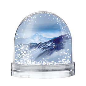 Снежный шар с принтом Серо-голубые горы в Новосибирске, Пластик | Изображение внутри шара печатается на глянцевой фотобумаге с двух сторон | арт | горы | живопись | кистью | краски | пейзаж | рисунок | серый