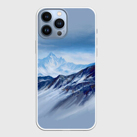 Чехол для iPhone 13 Pro Max с принтом Серо голубые горы в Новосибирске,  |  | арт | горы | живопись | кистью | краски | пейзаж | рисунок | серый