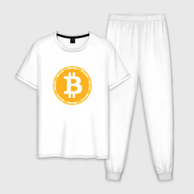 Мужская пижама хлопок с принтом Bitcoin / Биткоин в Новосибирске, 100% хлопок | брюки и футболка прямого кроя, без карманов, на брюках мягкая резинка на поясе и по низу штанин
 | bitcoin | btc | биткоин | валюта | деньги | криптовалюта