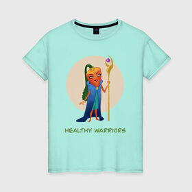 Женская футболка хлопок с принтом Здоровые воины в Новосибирске, 100% хлопок | прямой крой, круглый вырез горловины, длина до линии бедер, слегка спущенное плечо | здоровье | маг | морковь | овощи | оранжевый