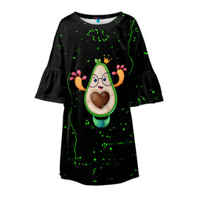 Детское платье 3D с принтом Авокадо в Новосибирске, 100% полиэстер | прямой силуэт, чуть расширенный к низу. Круглая горловина, на рукавах — воланы | Тематика изображения на принте: авокадо | веган | еда блогеров | мемы | минимализм | прикольные картинки | прикольные надписи | растение | смешное авокадо | фрукт