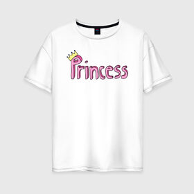 Женская футболка хлопок Oversize с принтом Princess в Новосибирске, 100% хлопок | свободный крой, круглый ворот, спущенный рукав, длина до линии бедер
 | 1 годик | love | дети | детские | любовь | малыш | малыши | ребенок