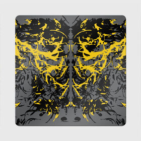 Магнит виниловый Квадрат с принтом Ужасы хорор в Новосибирске, полимерный материал с магнитным слоем | размер 9*9 см, закругленные углы | абстракция | жёлтый | кора | пятна | робот | ужасы | узор | фантастика | футуризм | хорор | цвета 2021