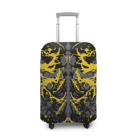 Чехол для чемодана 3D с принтом Ужасы хорор в Новосибирске, 86% полиэфир, 14% спандекс | двустороннее нанесение принта, прорези для ручек и колес | абстракция | жёлтый | кора | пятна | робот | ужасы | узор | фантастика | футуризм | хорор | цвета 2021