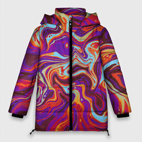 Женская зимняя куртка 3D с принтом colorful waves в Новосибирске, верх — 100% полиэстер; подкладка — 100% полиэстер; утеплитель — 100% полиэстер | длина ниже бедра, силуэт Оверсайз. Есть воротник-стойка, отстегивающийся капюшон и ветрозащитная планка. 

Боковые карманы с листочкой на кнопках и внутренний карман на молнии | abstract | colors | paint | pattern | violet | waves | абстракция | волны | краска | цветной