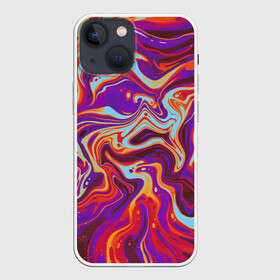 Чехол для iPhone 13 mini с принтом colorful waves в Новосибирске,  |  | abstract | colors | paint | pattern | violet | waves | абстракция | волны | краска | цветной
