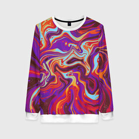 Женский свитшот 3D с принтом colorful waves в Новосибирске, 100% полиэстер с мягким внутренним слоем | круглый вырез горловины, мягкая резинка на манжетах и поясе, свободная посадка по фигуре | abstract | colors | paint | pattern | violet | waves | абстракция | волны | краска | цветной