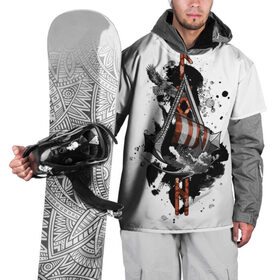 Накидка на куртку 3D с принтом Assassins Creed Valhalla Тату в Новосибирске, 100% полиэстер |  | ассасинс крид | викинги | графика | драккар | корабль | орел | руны | тату