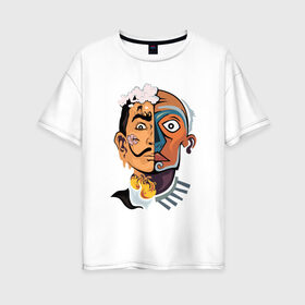 Женская футболка хлопок Oversize с принтом Dal? vs Picasso в Новосибирске, 100% хлопок | свободный крой, круглый ворот, спущенный рукав, длина до линии бедер
 | график | живописец | испания | сюрреализм | творчество
